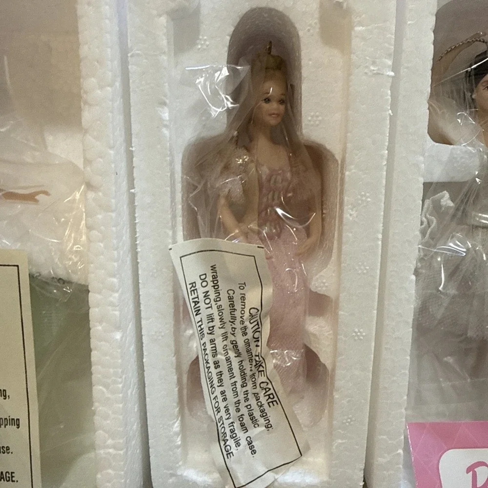Vintage Barbie Avon Porcelain Ornament Lot 3 Pieces Christmas 1997-2001